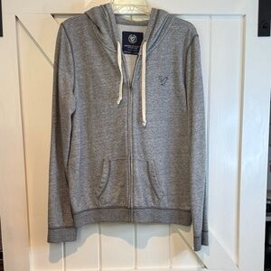 American Eagle Outfitters Gray Zip-Up Hooded Shirt Jacket